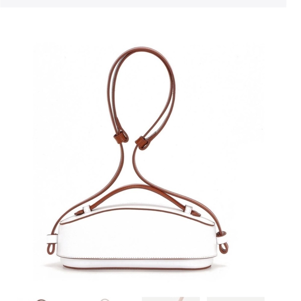 Chic White and Brown Shoulder Bag
